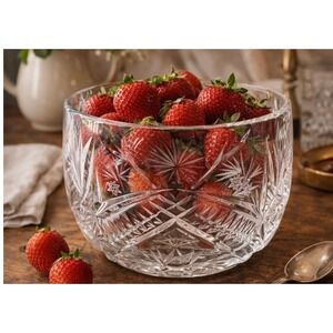 Antique CRYSTAL BOWL - 4.5 INCH DIAMETER/3 INCH HIGH‎
